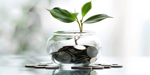 Aufkleber - Financial investment concept with a person and growing savings