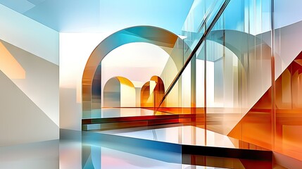 Poster - Sleek and modern blue and orange abstract geometric artwork for digital and print media.