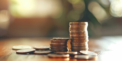 Aufkleber - Stack of coins symbolizing financial investment and retirement planning