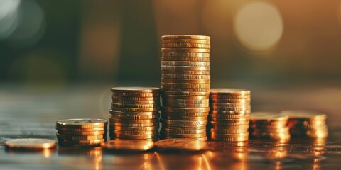 Aufkleber - Stack of coins symbolizing financial investment and retirement planning
