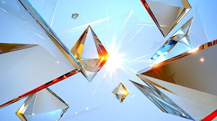 Aufkleber - White abstract background featuring sharp triangular layers, glossy squares, and clean geometric textures. A futuristic concept for banners and web design.