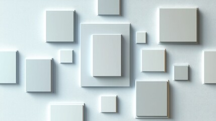Leinwandbilder - White paper art-inspired geometric square pattern with subtle depth and modern elegance.