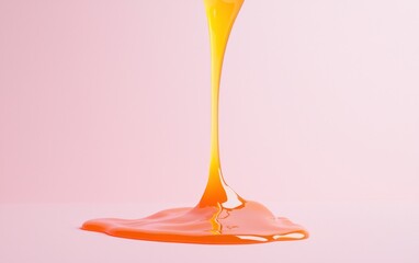 Poster - Orange Liquid Pouring on Pink Background