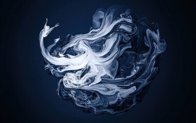 Poster - Abstract Swirling Blue And White Form On Dark Background