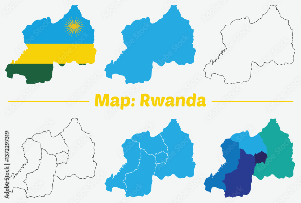 Maps of Rwanda, Outline, and Regional Divisions, Rwanda country map set ...