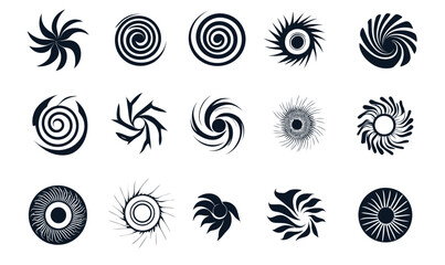 Poster - Minimalist Spiral Icons Set: Swirl, Spin, and Cycle Shapes for Graphic Design