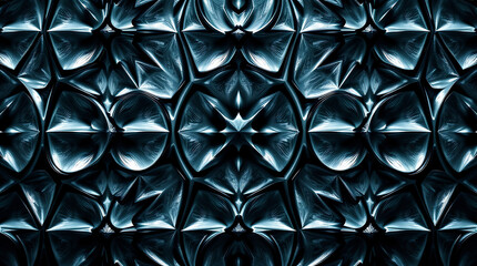 Poster - Complex geometric patterns in dark blue and silver tones create a striking visual effect