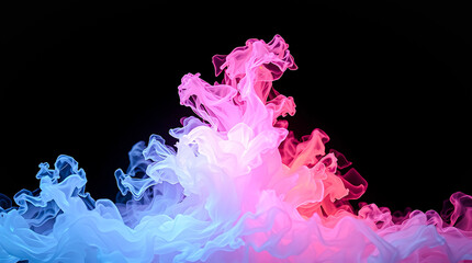Poster - Colorful smoke forms an abstract pattern against a black background
