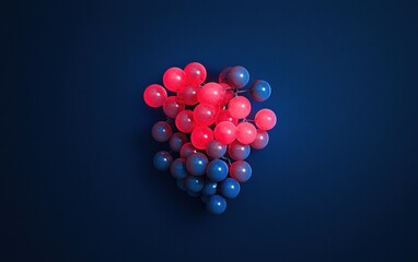 Poster - abstract composition of red and blue spheres on dark blue background