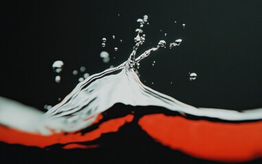 Poster - Water Splash with Red Undertones Against Dark Background