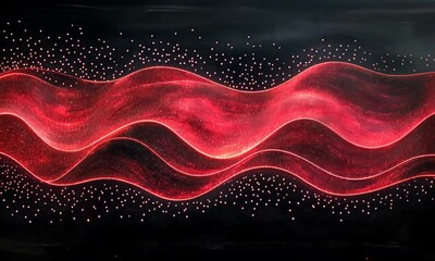 Poster - Abstract luminous waves over dark backdrop conveying futuristic ambiance and digital flow