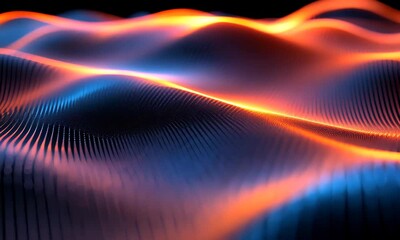 Poster - Abstract digital wave background with flowing particles and dynamic light effects