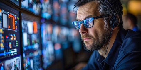 Aufkleber - An employee using a digital system to search for information