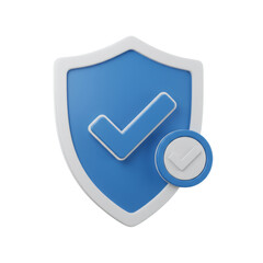 Poster - 3D Render of Blue Shield with White Checkmark Icon