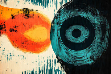 Wall Mural - Abstract brushstrokes in vibrant colors creating a visual composition of shapes