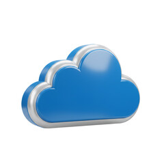 Poster - 3D Rendered Blue Cloud Computing Icon with Silver Trim