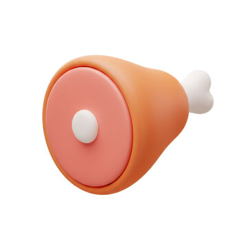 3D Rendered Ham Hock Icon with Orange and Pink Hues