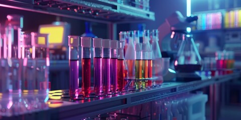 Poster - Medical laboratory setting with test tubes and equipment