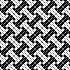 Poster - Black and white seamless geometrical diagonal square pattern background design - monochrome vector illustration