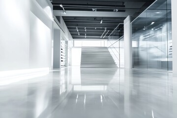 Poster - Modern minimalist interior design with polished concrete flooring and natural light