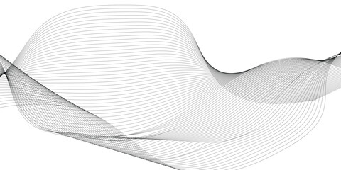 Poster - wavy digital futuristic technology curve ocean lines on transparent background. thin line wavy abstr