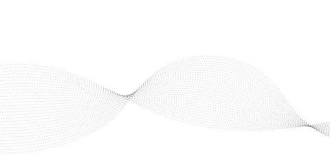 Poster - Halftone flowing wavy gradient dots shape isolated on transparent background. Digital future technology concept. Design for web design, music, cover, technology, science, data, banner, flayer, poster.