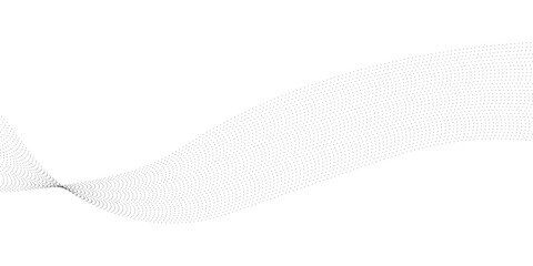 Poster - Abstract technology particles gradient flowing dynamic wave doted and halftone lines background. Futuristic technology concept. Vector illustration