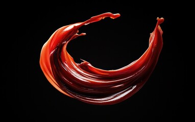 Poster - Dynamic Swirling Dark Red Liquid Against Black Background