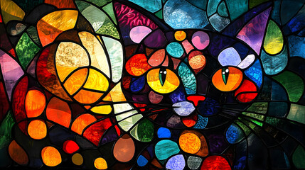 Wall Mural - A Colorful and Artistic Illustration of a Whimsical Cat