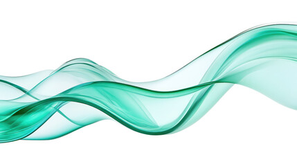 Poster - Elegant flowing green waves on a transparent background creating a serene and tranquil atmosphere, perfect for backgrounds, designs, and digital art projects.