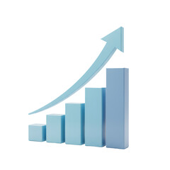 Poster - 3D Blue Bar Graph Showing Upward Trend