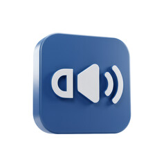 Poster - 3d render of a blue square audio message icon