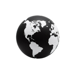 Poster - Stylized Black And White Earth Globe on Transparent Background