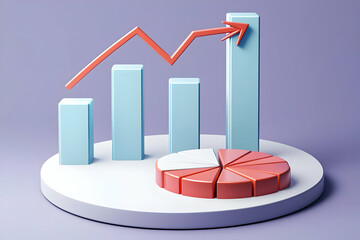 Poster - Upward trending bar and pie charts, growth