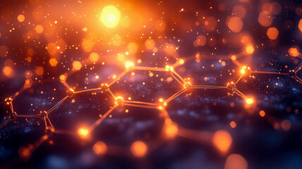 Poster - An eye-catching background featuring illuminated hexagonal patterns, reflecting a blend of technology and artistry.