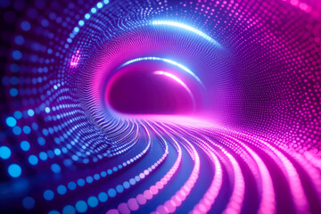 Poster - An abstract tunnel of vibrant lights showcasing a captivating blend of colors, creating a mesmerizing atmosphere.