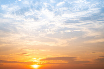 Wall Mural - beautiful , luxury soft gradient orange gold clouds and sunlight on the blue sky perfect for the bac