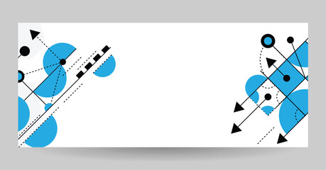 Poster - Geometric Shapes Line Art Banner Place for Text in Blue. Graphic design elements and resources vector art