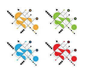 Poster - Random Colorful Abstract Geometry Figures Engineering Element Design. Graphic design elements and resources vector art