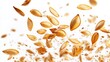 © Johanna - High resolution photo of lightweight pumpkin seeds flying against a white background