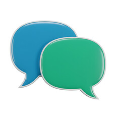 Poster - overlapping blue and green speech bubbles on transparent background