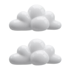 Poster - two 3d white glossy clouds on transparent background