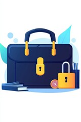 Poster - Briefcase with biometric lock scanner, symbolizing secure business transactions.