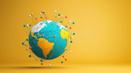 Poster - Globe wrapped in data streams, showing interconnected global economy.