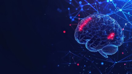 Poster - Human brain connected to machine, representing fusion of human intelligence and AI.