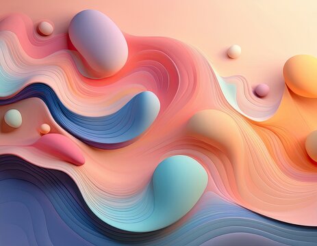 trendy, abstract background featuring soft, organic gradient blobs that seamlessly blend into each other. modern and fresh, with a minimalist aesthetic using pastel shades and subtle shadows