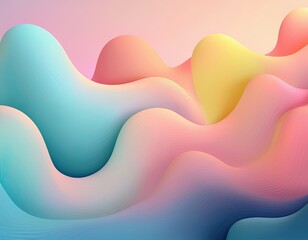 Fototapete - trendy, abstract background featuring soft, organic gradient blobs that seamlessly blend into each other. modern and fresh, with a minimalist aesthetic using pastel shades and subtle shadows