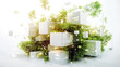 © xu - Future cubes, digital data streams and plants. Integration of technology and ecology. Environment, Society and governance