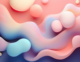 Fototapete - trendy, abstract background featuring soft, organic gradient blobs that seamlessly blend into each other. modern and fresh, with a minimalist aesthetic using pastel shades and subtle shadows