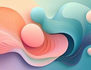 Fototapete - trendy, abstract background featuring soft, organic gradient blobs that seamlessly blend into each other. modern and fresh, with a minimalist aesthetic using pastel shades and subtle shadows
